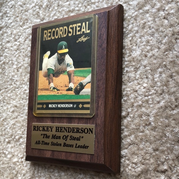 1991 LEAF BASEBALL PLAQUE CARD RICKEY HENDERSON - Picture 7 of 9